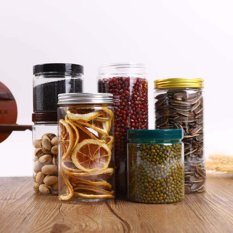 Different Capacity PET Food Airtight Stash Plastic Jar