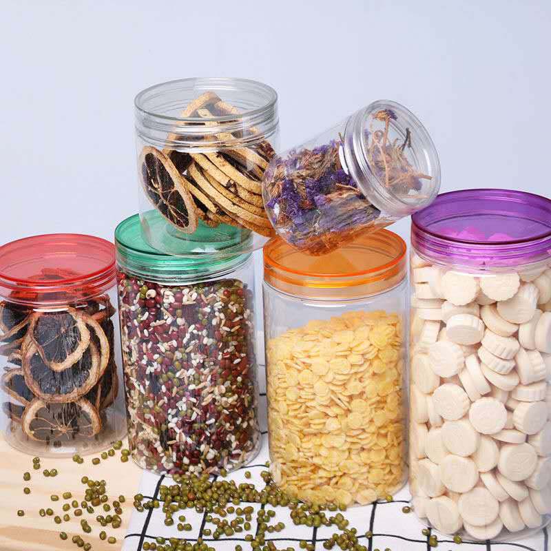 Different Capacity PET Food Airtight Stash Plastic Jar
