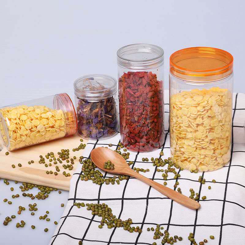 Different Capacity PET Food Airtight Stash Plastic Jar
