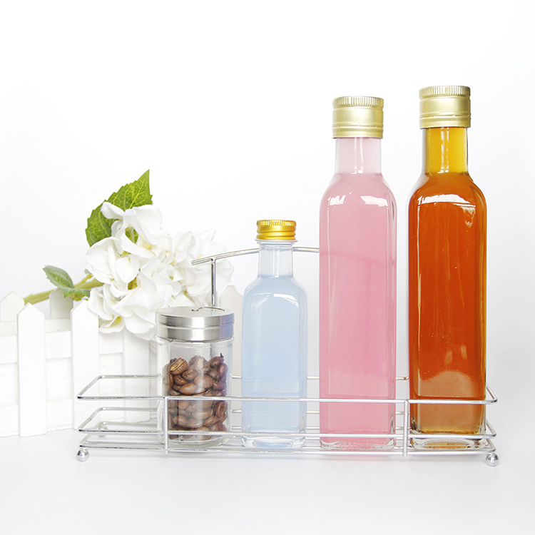 Different Size 100ml 250ml 500ml 750ml 1000ml Square Clear Olive Oil Glass Bottle With Ropp Lid