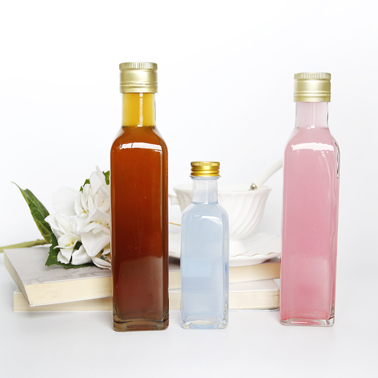 Different Size 100ml 250ml 500ml 750ml 1000ml Square Clear Olive Oil Glass Bottle With Ropp Lid