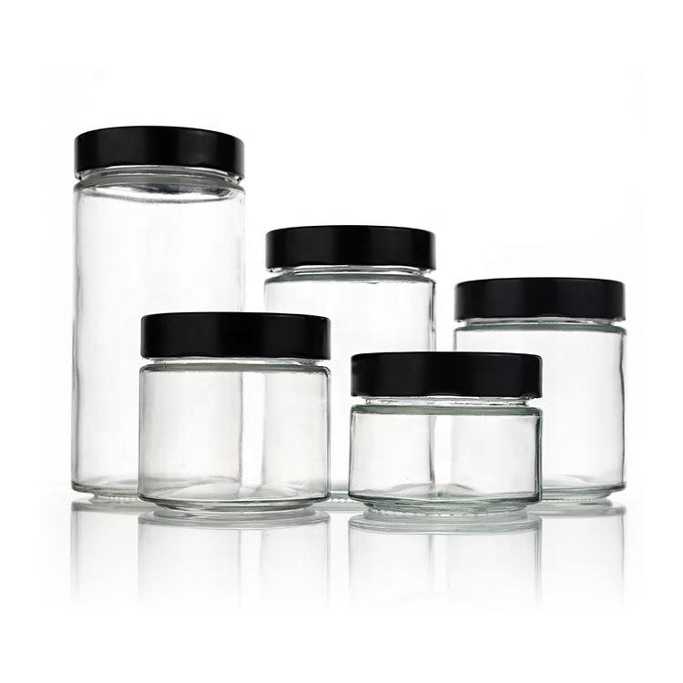 Different Sizes Food Grade Wide Mouth Straight Sided Round Jam Honey Glass Jars Pickle Jar With Tin Lid