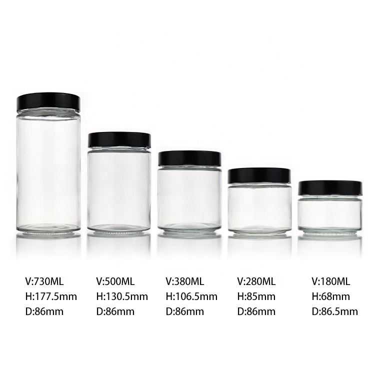Different Sizes Food Grade Wide Mouth Straight Sided Round Jam Honey Glass Jars Pickle Jar With Tin Lid