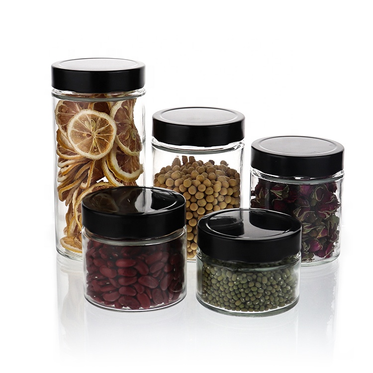 Different Sizes Food Grade Wide Mouth Straight Sided Round Jam Honey Glass Jars Pickle Jar With Tin Lid