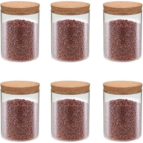 Different Sizes Glass Jars Honey Coffee Beans Tea Storage Jars With Cork Bamboo Lid