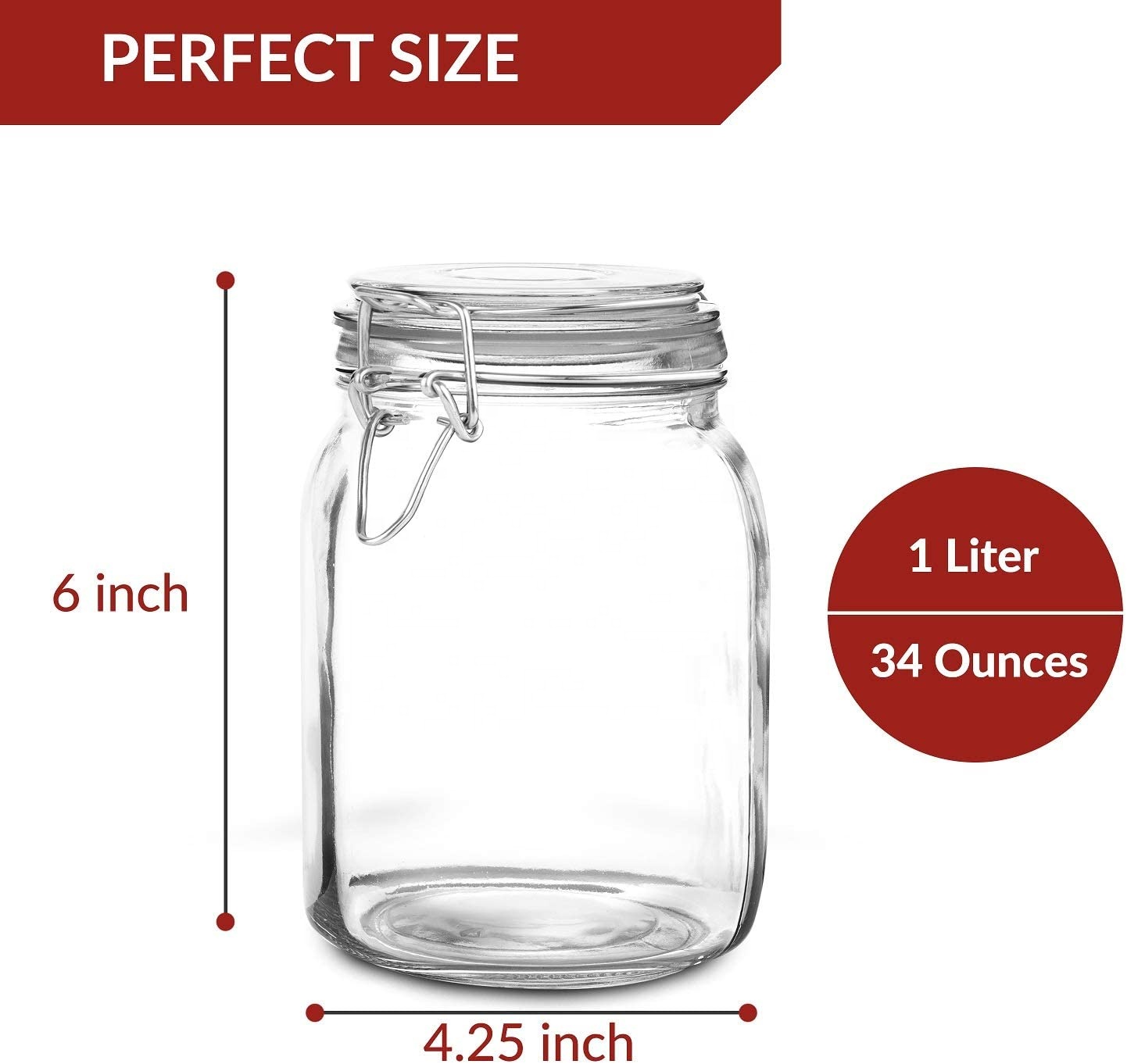 Different capacity high quality glass storage jar clip lid