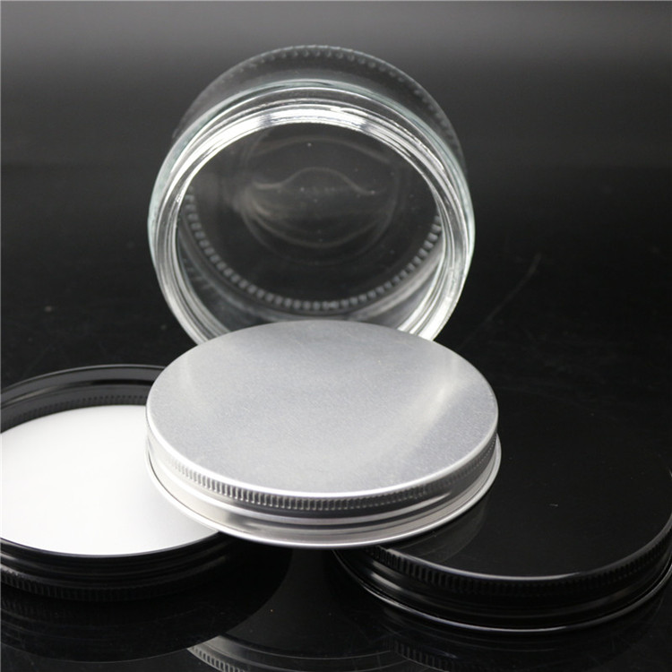 DilaBee 8 Ounce Empty Large Elegant Refillable Clear Glass Jars with Lids Round Containers For Cream Bath Salt Face Makeup