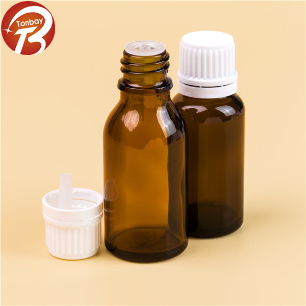 Din18 10ml amber Euro dropper bottle with tamper evident plastic cap and dropper