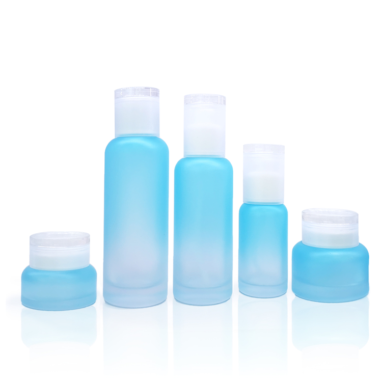 Direct Manufacturer 30g 50g 40ml 100ml 120ml Blue Glass Lotion Bottle Set