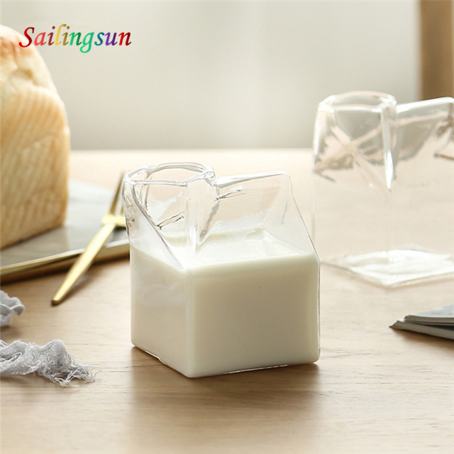 Dishwasher safe removeable customization capacity handmade pyrex glass milk jug