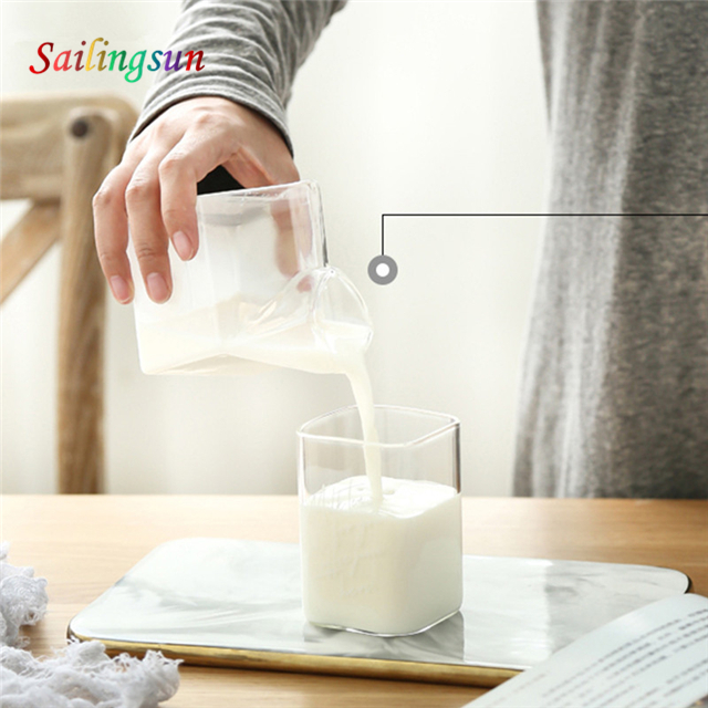 Dishwasher safe removeable customization capacity handmade pyrex glass milk jug