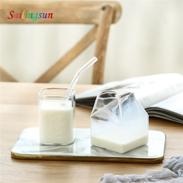 Dishwasher safe removeable customization capacity handmade pyrex glass milk jug