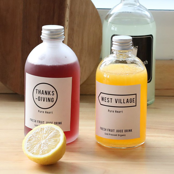 Disposable Empty 250ml 500ML Frosted Milk/Juice/Tea/Drink Glass Bottle With Aluminum Cap