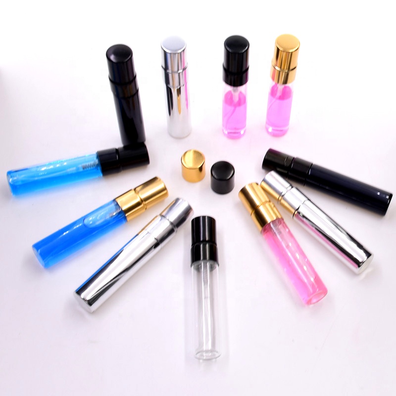 Disposable Small 5ml clear glass bottles with pump sprayer arabic oil perfume bottle water mist women e liquid travel samples