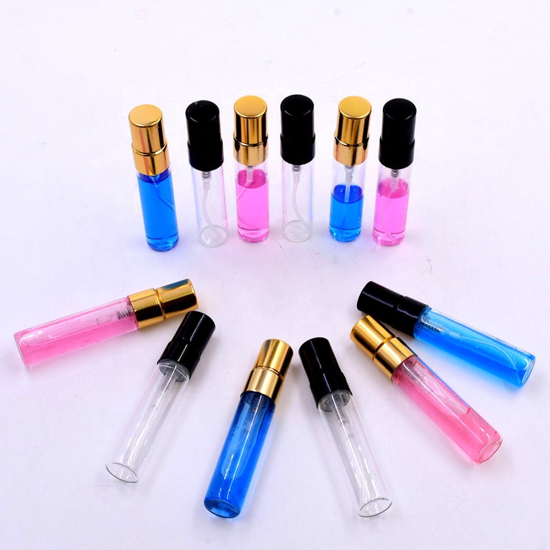 Disposable Small 5ml clear glass bottles with pump sprayer arabic oil perfume bottle water mist women e liquid travel samples