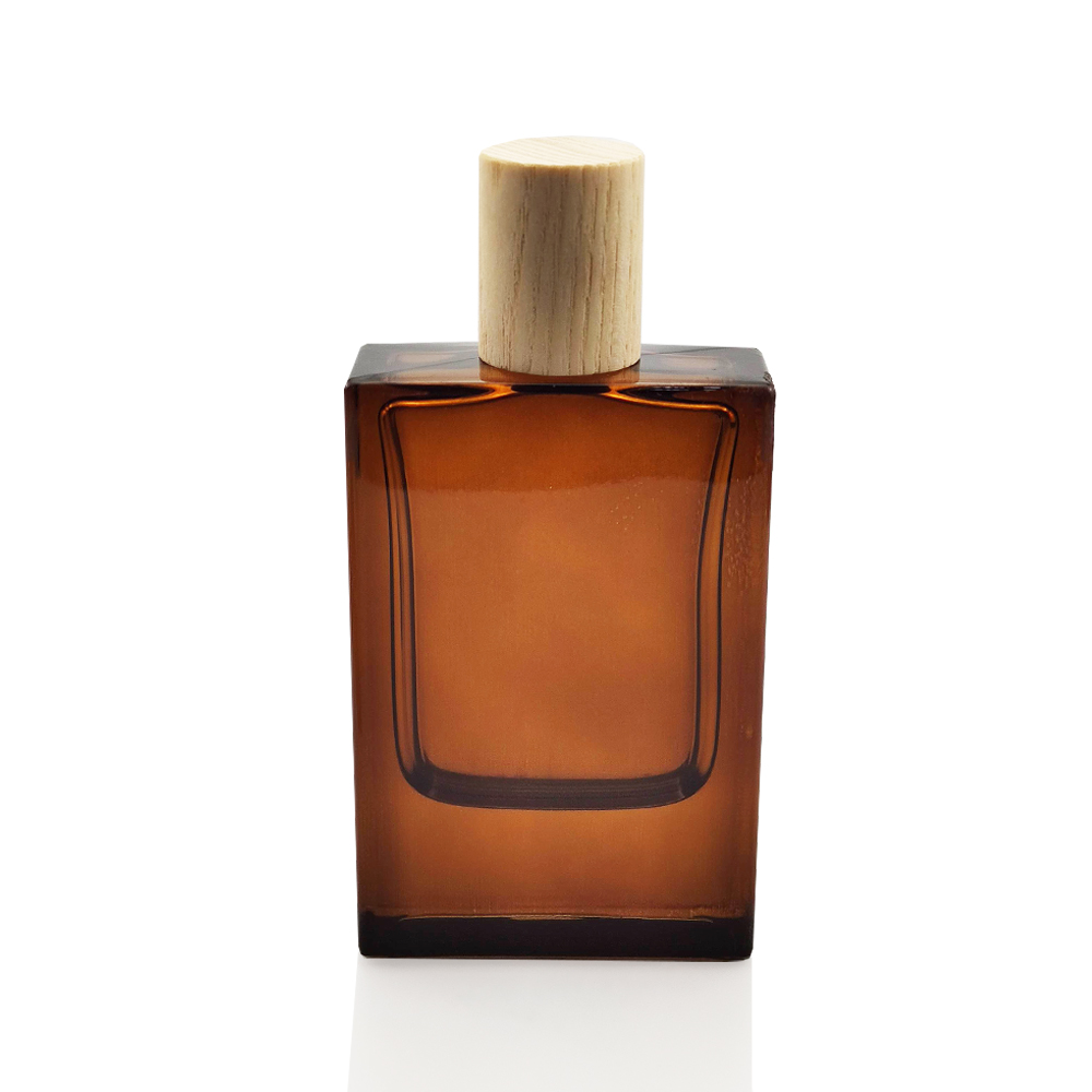 Dongguan factory wholesale low MOQ luxury amber colored spray glass perfume bottle with shiny gold zamak cap