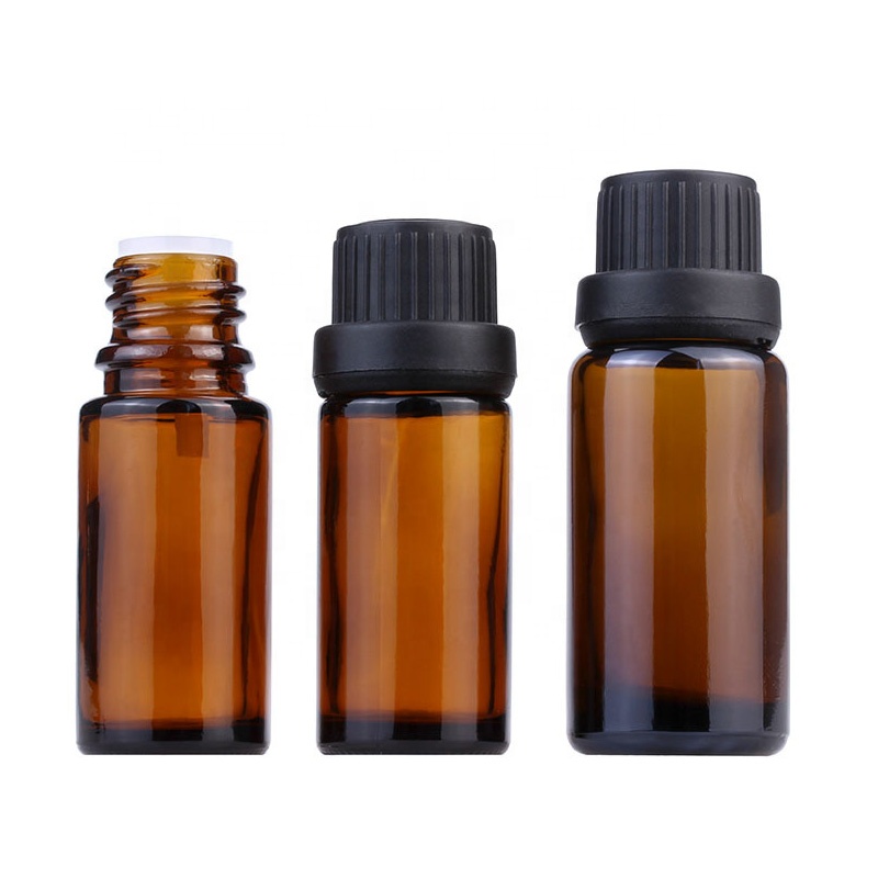 Doterra essential oil perfume cosmetic glass dropper bottle 10ml 15ml amber flat shoulder with orifice reducer plug lid