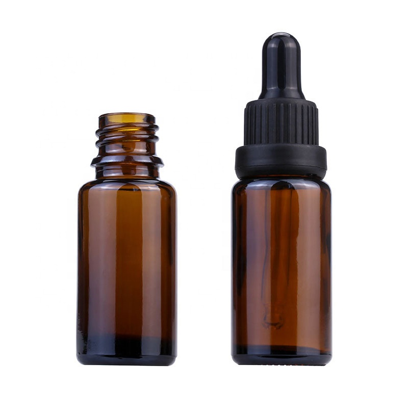 Doterra essential oil perfume cosmetic glass dropper bottle 10ml 15ml amber flat shoulder with orifice reducer plug lid
