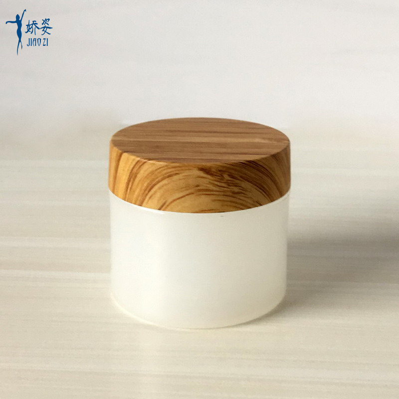 Double Thick Wall PP Cream Jar with Bamboo Water Transfer Printing Lid