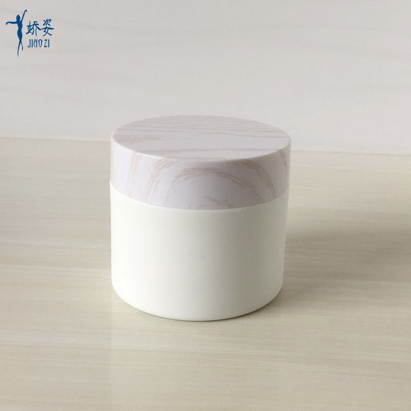 Double Thick Wall PP Cream Jar with Bamboo Water Transfer Printing Lid