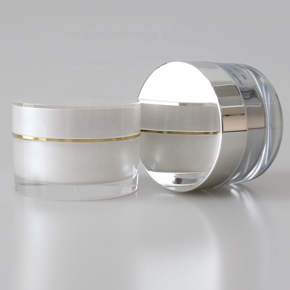 Double Wall Clear Cylinder with Screw PP Cap 15g 30g 50g 100g 200g Acrylic Cream Cosmetic Jar
