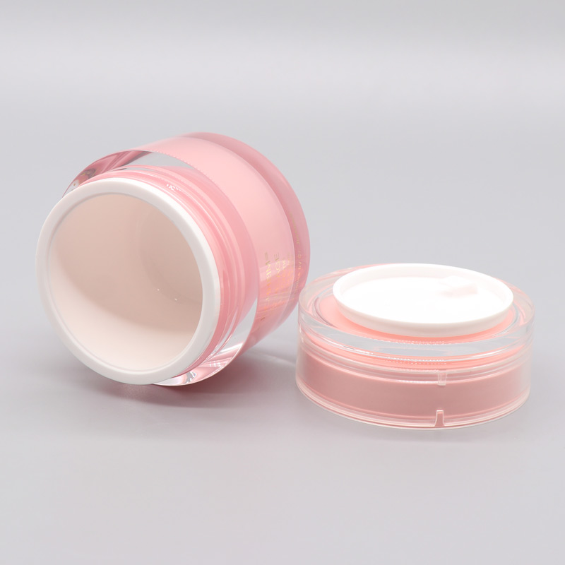 Double Wall Korean Style Custom Acrylic Cosmetic Cream Jars 50g Labial Face Mask Jar