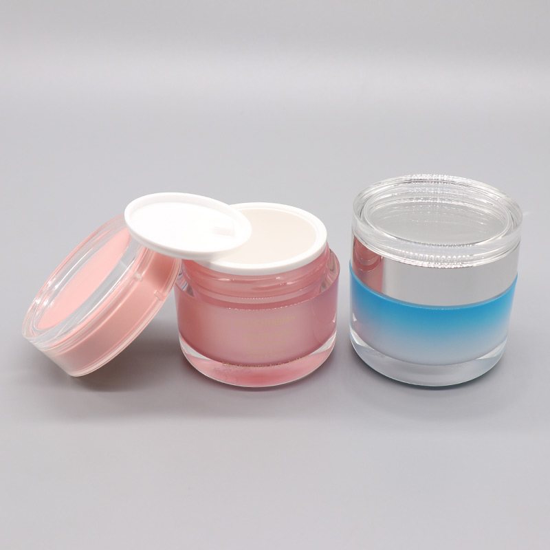 Double Wall Korean Style Custom Acrylic Cosmetic Cream Jars 50g Labial Face Mask Jar