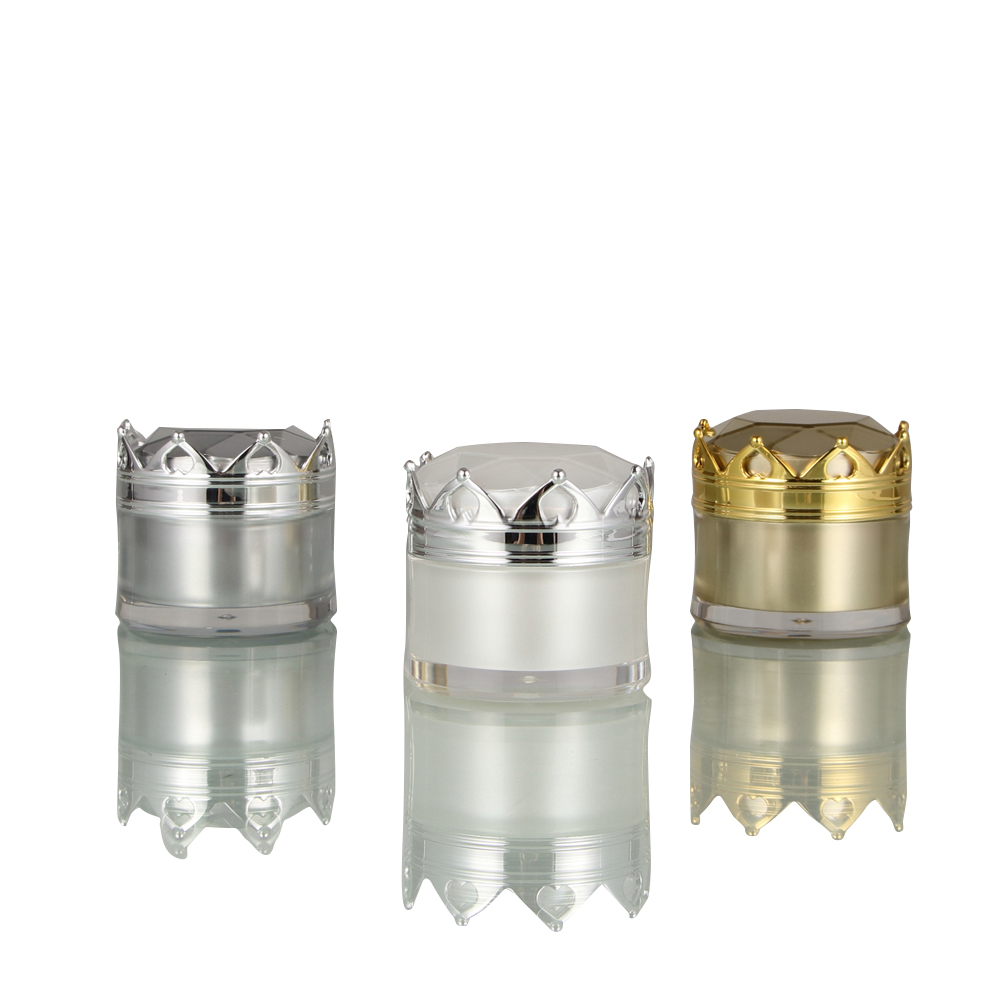 Double Wall Luxurious Gold Crown Cosmetic Jars for High Quality Beauty Face Cream