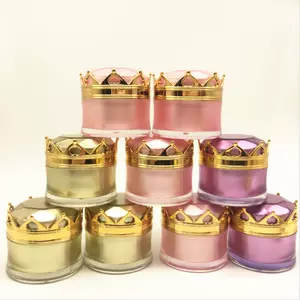 Double Wall Luxurious Gold Crown Cosmetic Jars for High Quality Beauty Face Cream