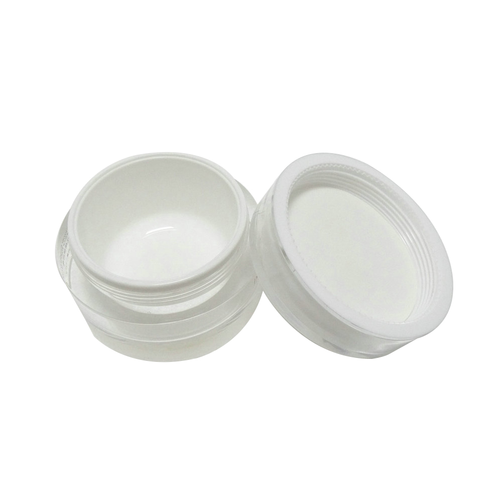 Double Wall PS Face Cream Jar Cosmetic Round Packaging Cream Jar with screw caps Small White Jar