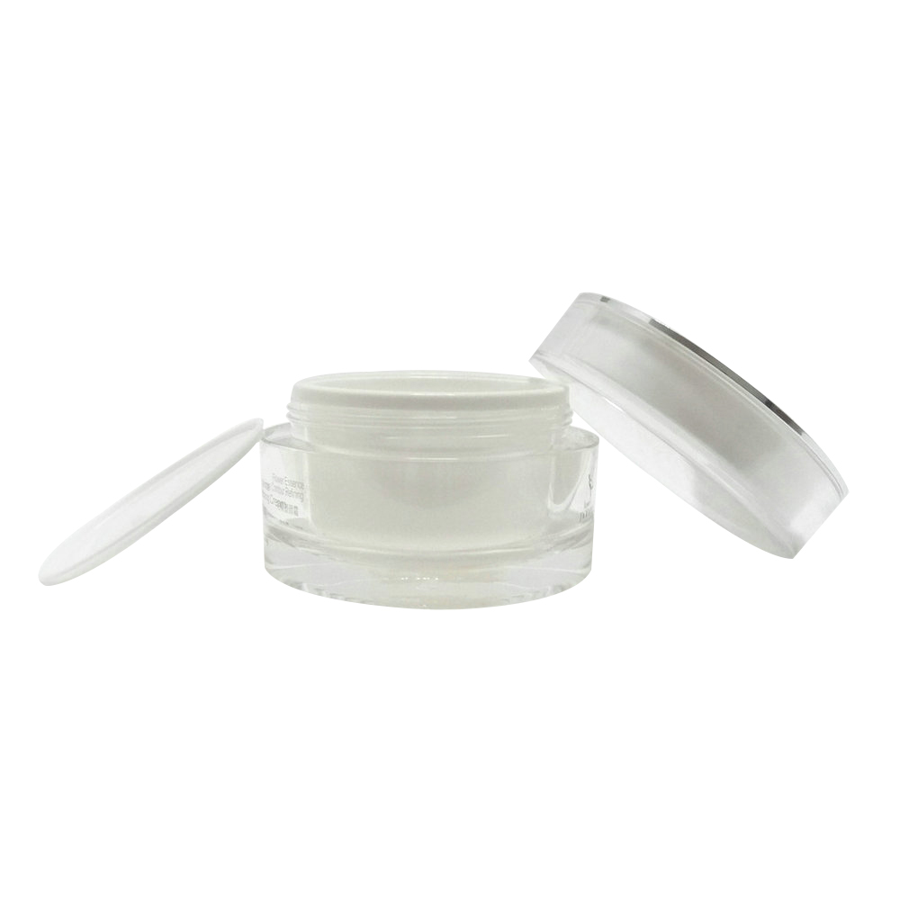 Double Wall PS Face Cream Jar Cosmetic Round Packaging Cream Jar with screw caps Small White Jar