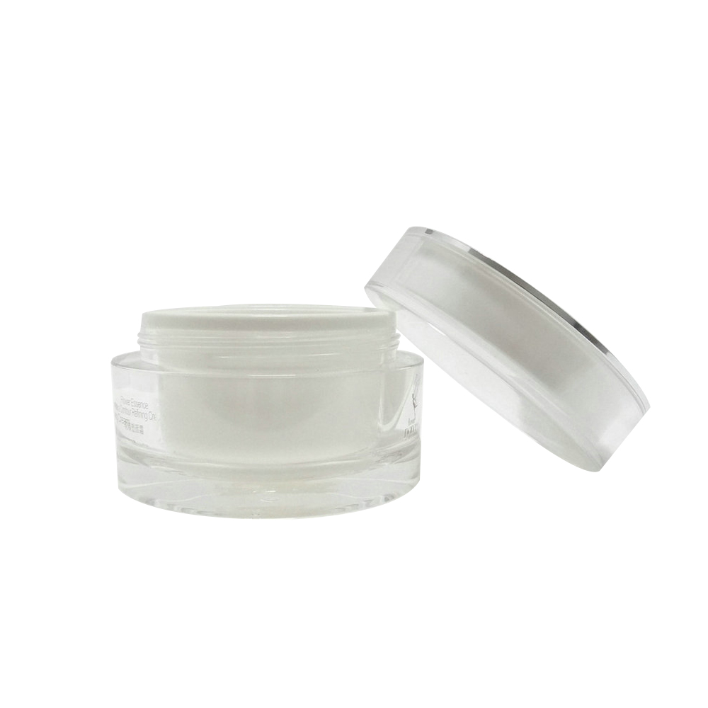 Double Wall PS Face Cream Jar Cosmetic Round Packaging Cream Jar with screw caps Small White Jar