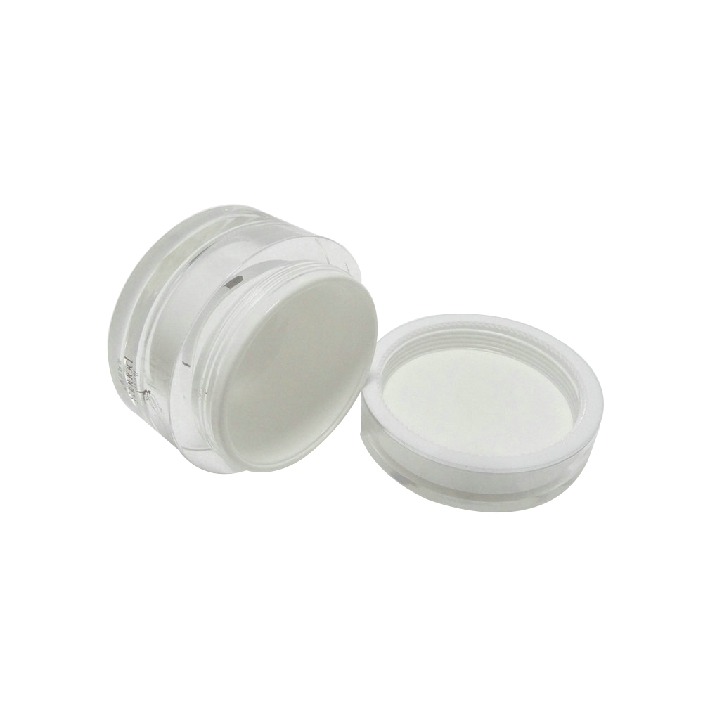 Double Wall PS Face Cream Jar Cosmetic Round Packaging Cream Jar with screw caps Small White Jar