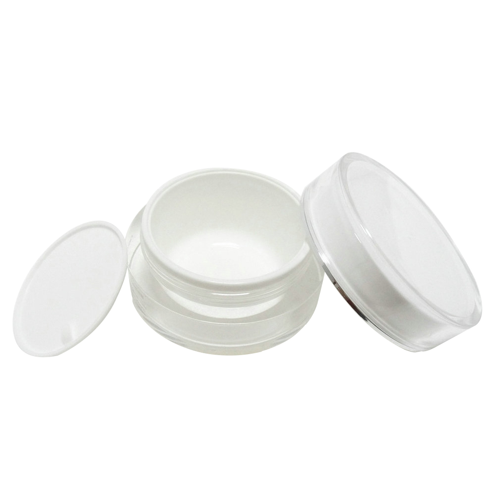 Double Wall PS Face Cream Jar Cosmetic Round Packaging Cream Jar with screw caps Small White Jar