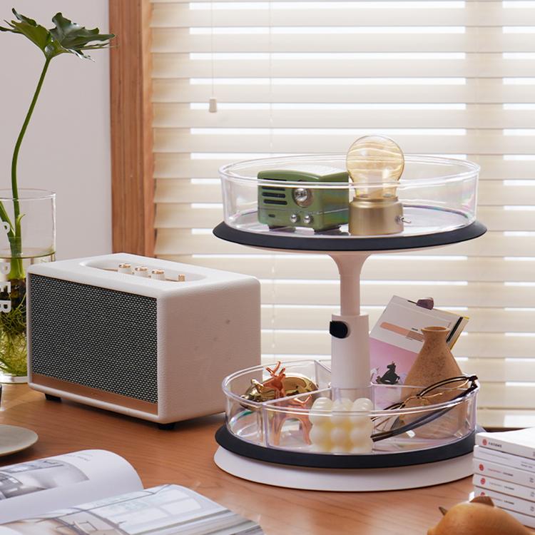 Double-layer non-perforated rotating shelf round basin kitchen storage rack triangle rotating basin kitchen tool rack