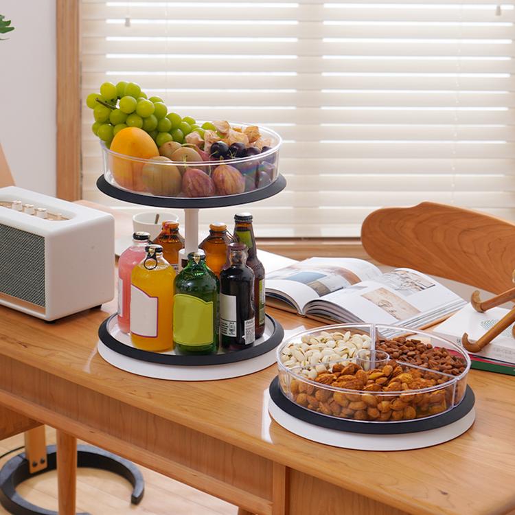 Double-layer non-perforated rotating shelf round basin kitchen storage rack triangle rotating basin kitchen tool rack