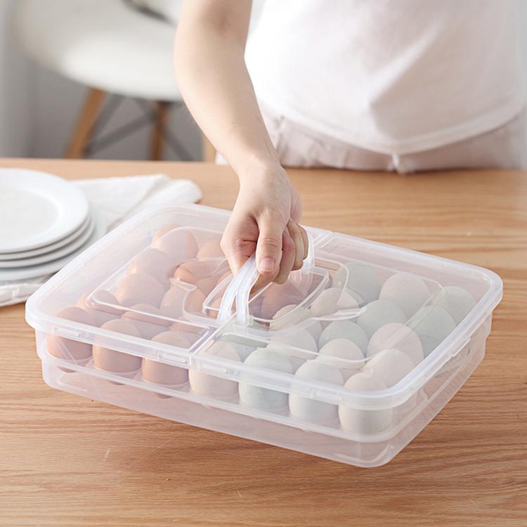 Double-side open lid can carry egg box portable refrigerator duck egg compartment fresh-keeping box can stack storage box