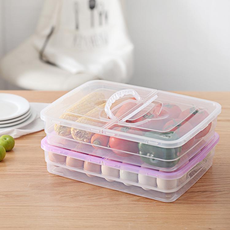 Double-side open lid can carry egg box portable refrigerator duck egg compartment fresh-keeping box can stack storage box