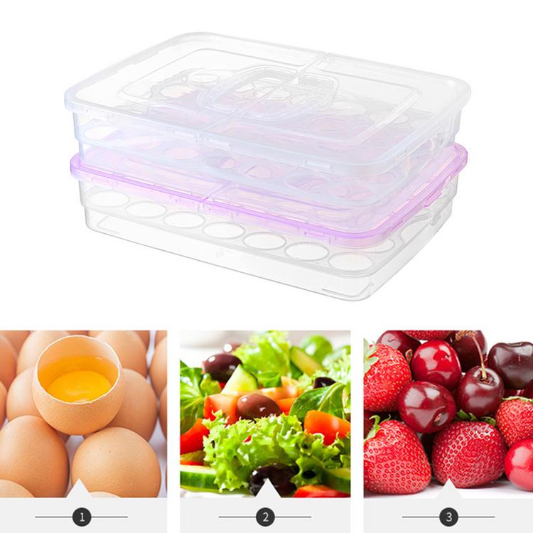 Double-side open lid can carry egg box portable refrigerator duck egg compartment fresh-keeping box can stack storage box