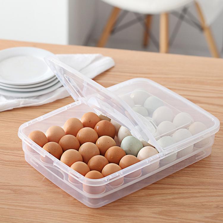 Double-side open lid can carry egg box portable refrigerator duck egg compartment fresh-keeping box can stack storage box