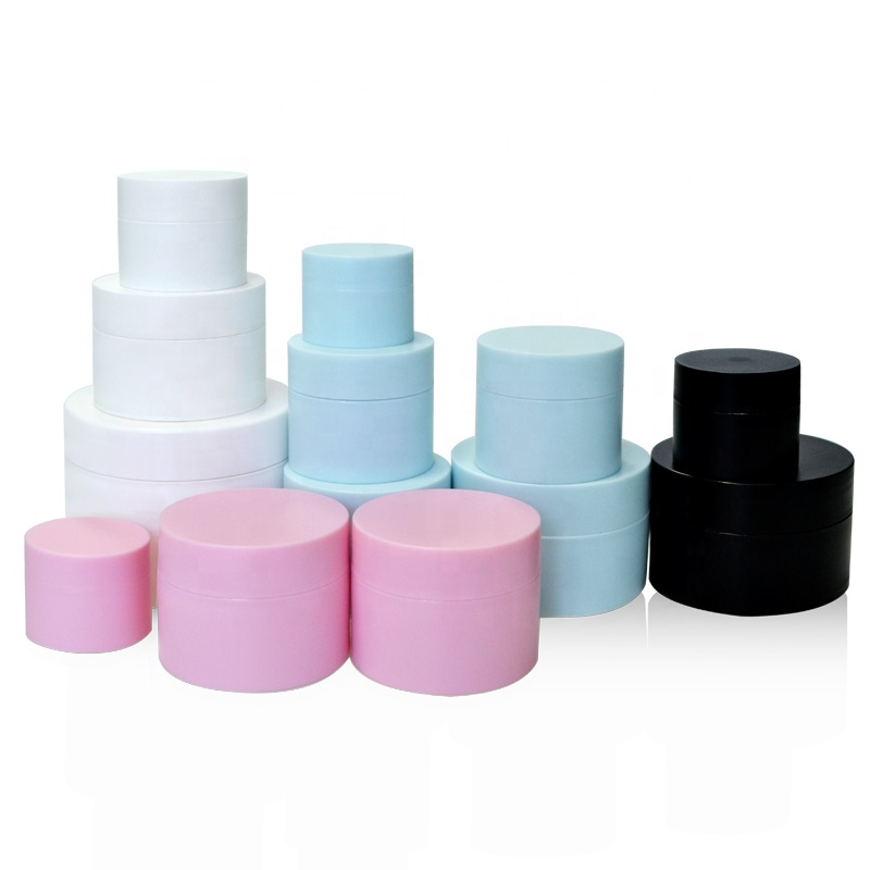 Double wall beauty cosmetic facial mask container 3g 5g 10g 15g 30g 50g 80g matte white black pink blue PP plastic cream jar