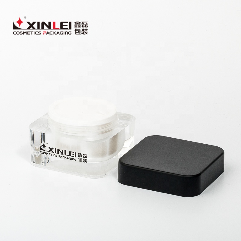 Double wall powder square face cream plastic jerry can 50ml acrylic jar