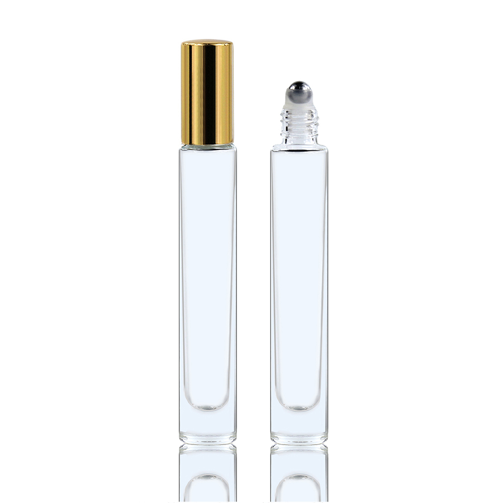 Double wall think bottom 10ml clear empty glass perfume roll on bottles