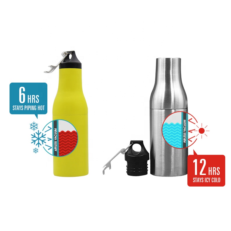 Double walled Insulated Beer Bottle Insulator with Bottle Opener