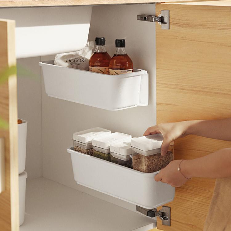 Drawer type cabinet storage rack wall hanging spice shelf free punching household kitchen sink shelf kitchen tools