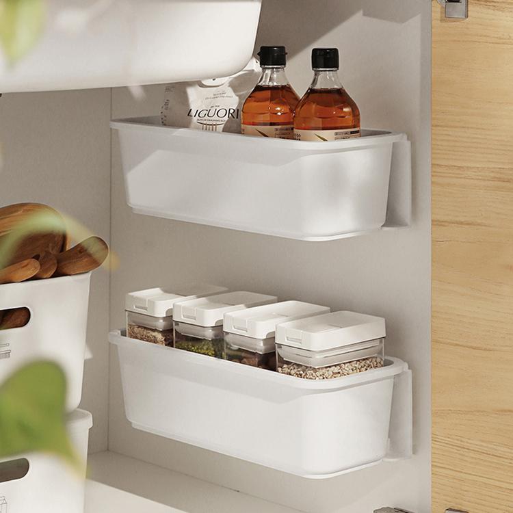 Drawer type cabinet storage rack wall hanging spice shelf free punching household kitchen sink shelf kitchen tools