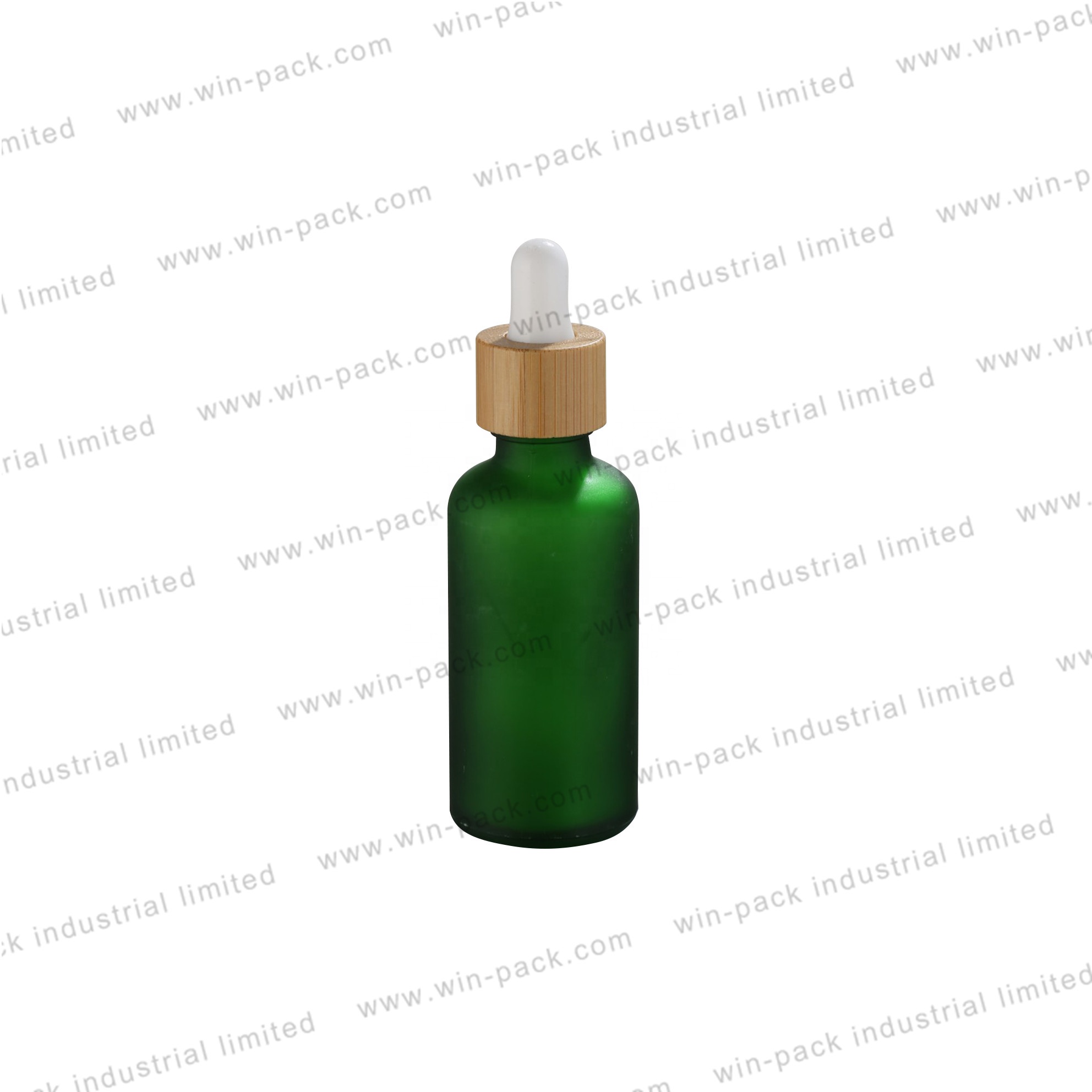 Dropper Bottle 50ml Green Glass Bamboo Screen Printing Personal Care Eye Drop Essential Oil Packaging