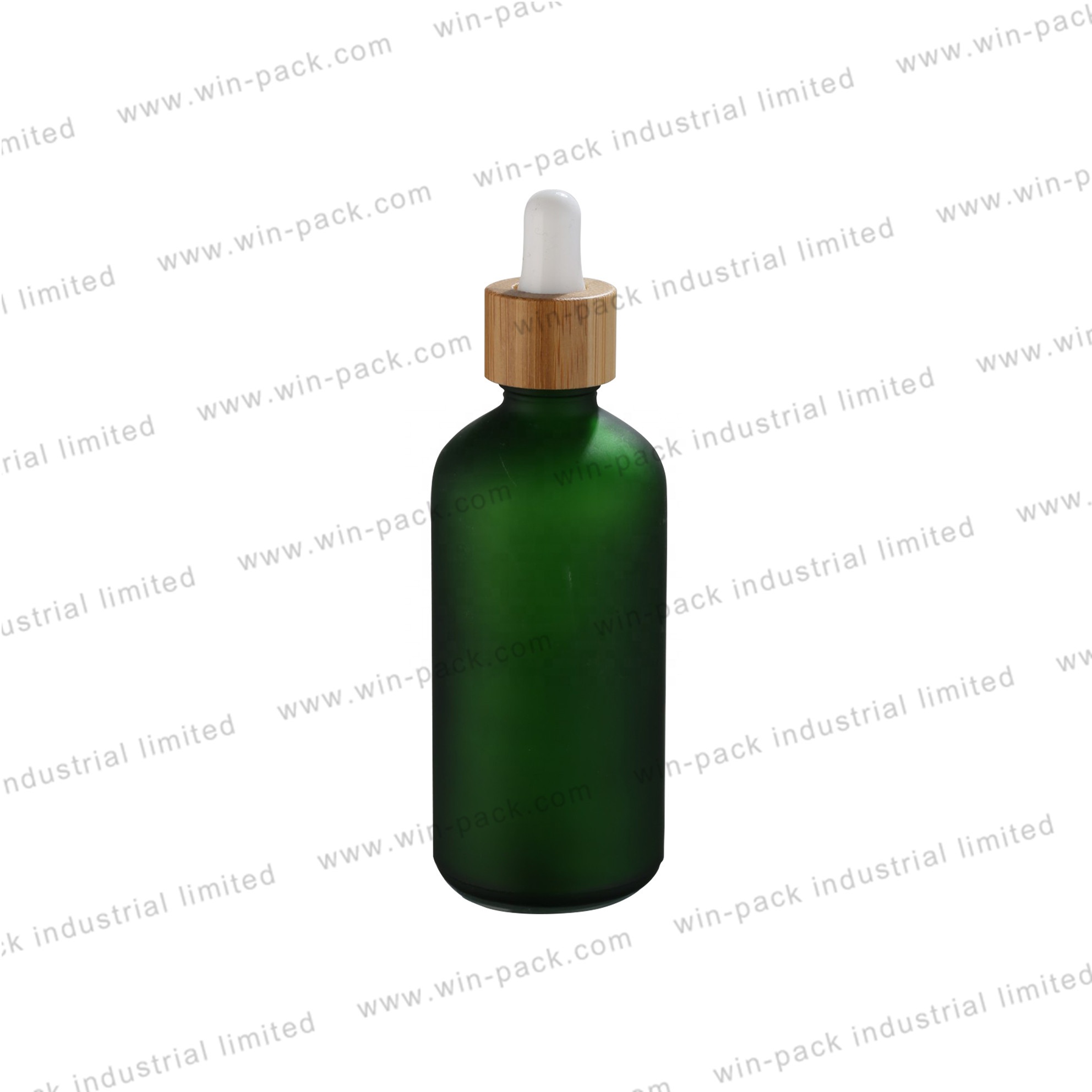 Dropper Bottle 50ml Green Glass Bamboo Screen Printing Personal Care Eye Drop Essential Oil Packaging