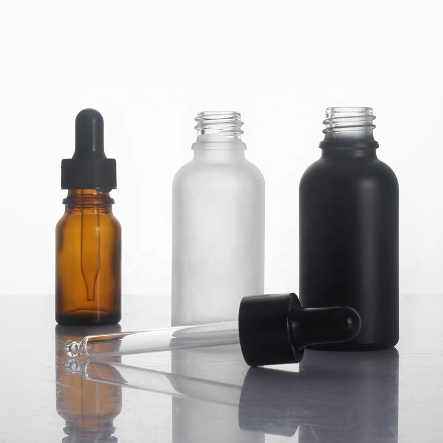 Dropper Bottles Personal Care Screw Cap Frosted Essential Oil Glass Glass Manufacturing Plant Wholesale Black Blue Green Amber