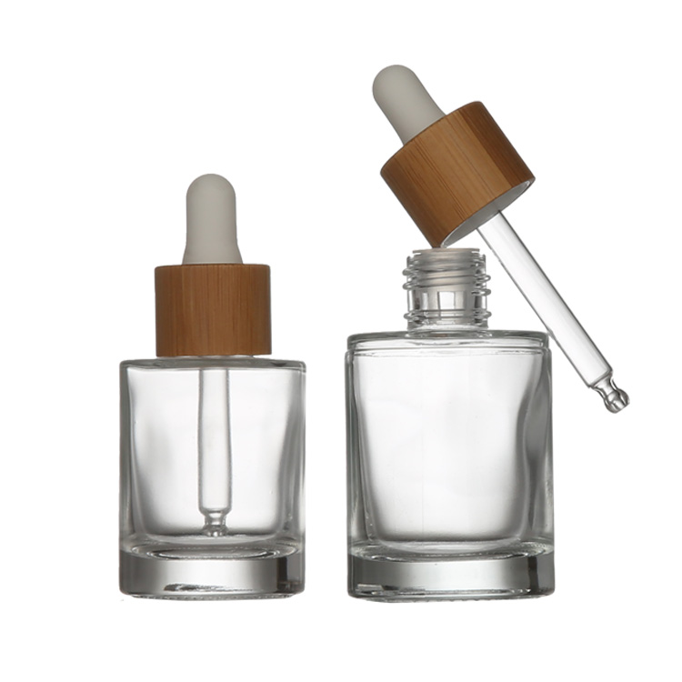 Dropper Cap Oem 59ml Serum Thick Bamboo Clear Glass Essential Oil Bottles